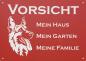 Preview: Aluminium Warnschild Deutscher Schäferhund VORSICHT Mein Haus mein Garten meine Familie